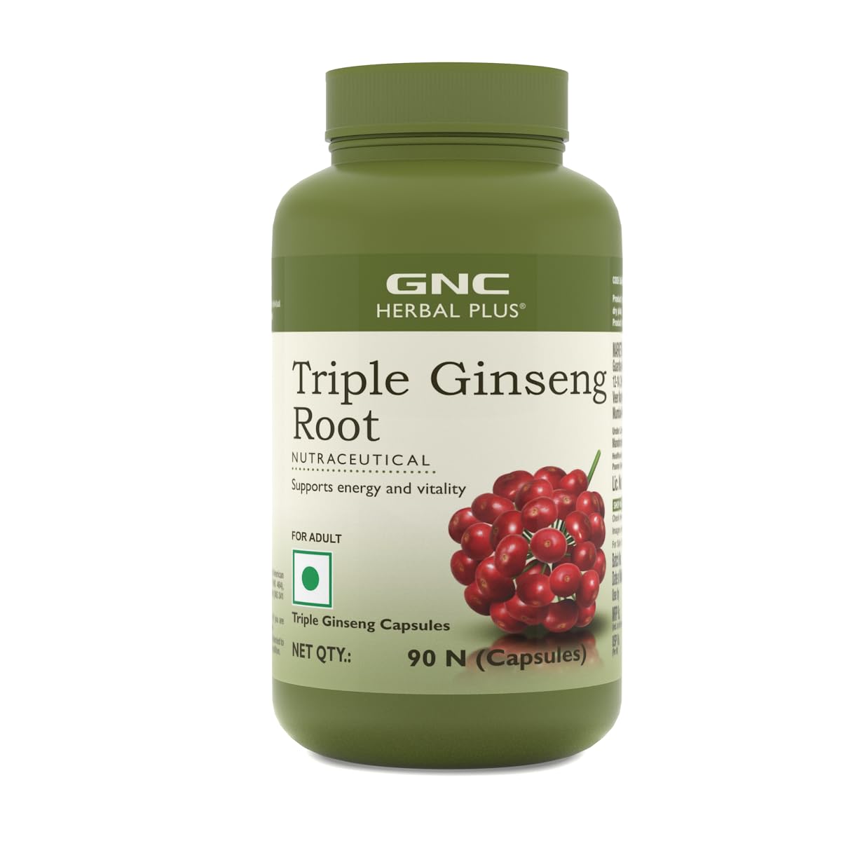 GNC Herbal Plus Triple Ginseng Root - 90 Vegetarian Capsules