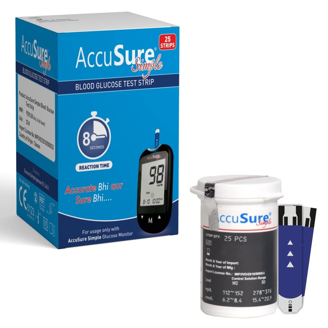 Accusure Blood Glucose Test Strips, 25 strips