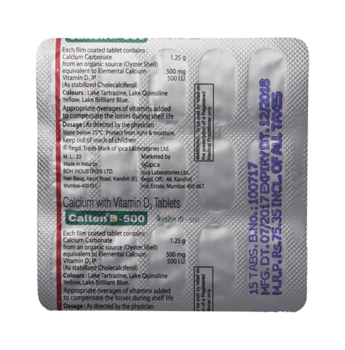 Calten D-500 Tablet: Buy Strip of 15 tablets at best price in India ...