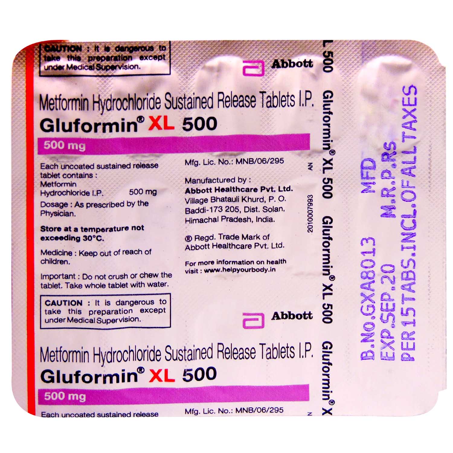 Gluformin XL 500 Tablet: View Uses, Side Effects, Price and Substitutes ...