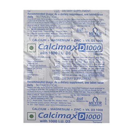 Calcimax D 1000mg Tablet: Buy Strip of 30 tablets at best price in ...