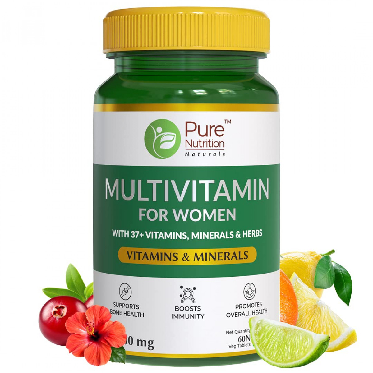 Pure Nutrition Multivitamin for Women (1500mg), 37+ Vitamins, Multi-minerals & Herbs, 60 Veg Tablets