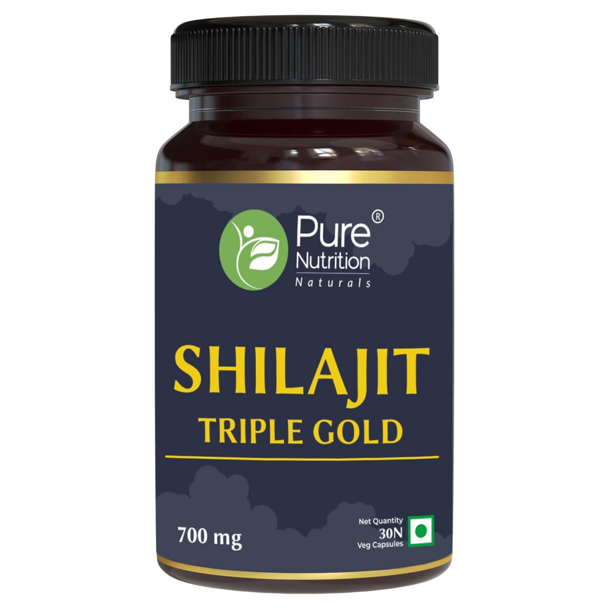 Pure Nutrition Shilajit Triple Gold with Gokhru, Ashwagandha, Safed Musali, and Shatavari - 30 Vegetarian Capsules