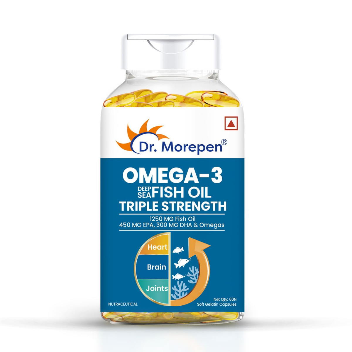 Dr. Morepen Omega 3 Triple Strength 1250mg Deep Sea Fish Oil with DHA & EPA 900mg Softgel